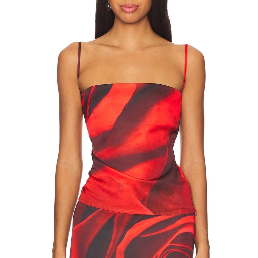NWT Tyler McGillivary Charlie tank in magnified rose print XL red black - Picture 4 of 7
